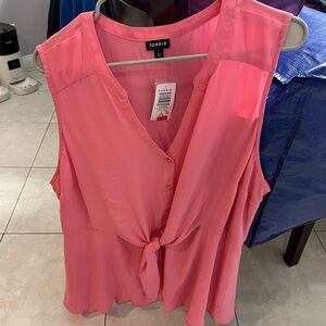 Torrid Pink Tie Front Blouse